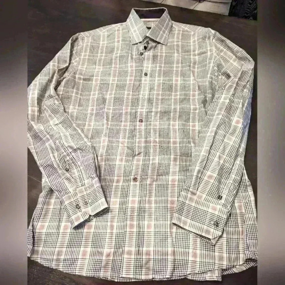 Men's Pure Brown & Blue  Dress Shirt Button Down - size L excellent condition - Picture 1 of 3